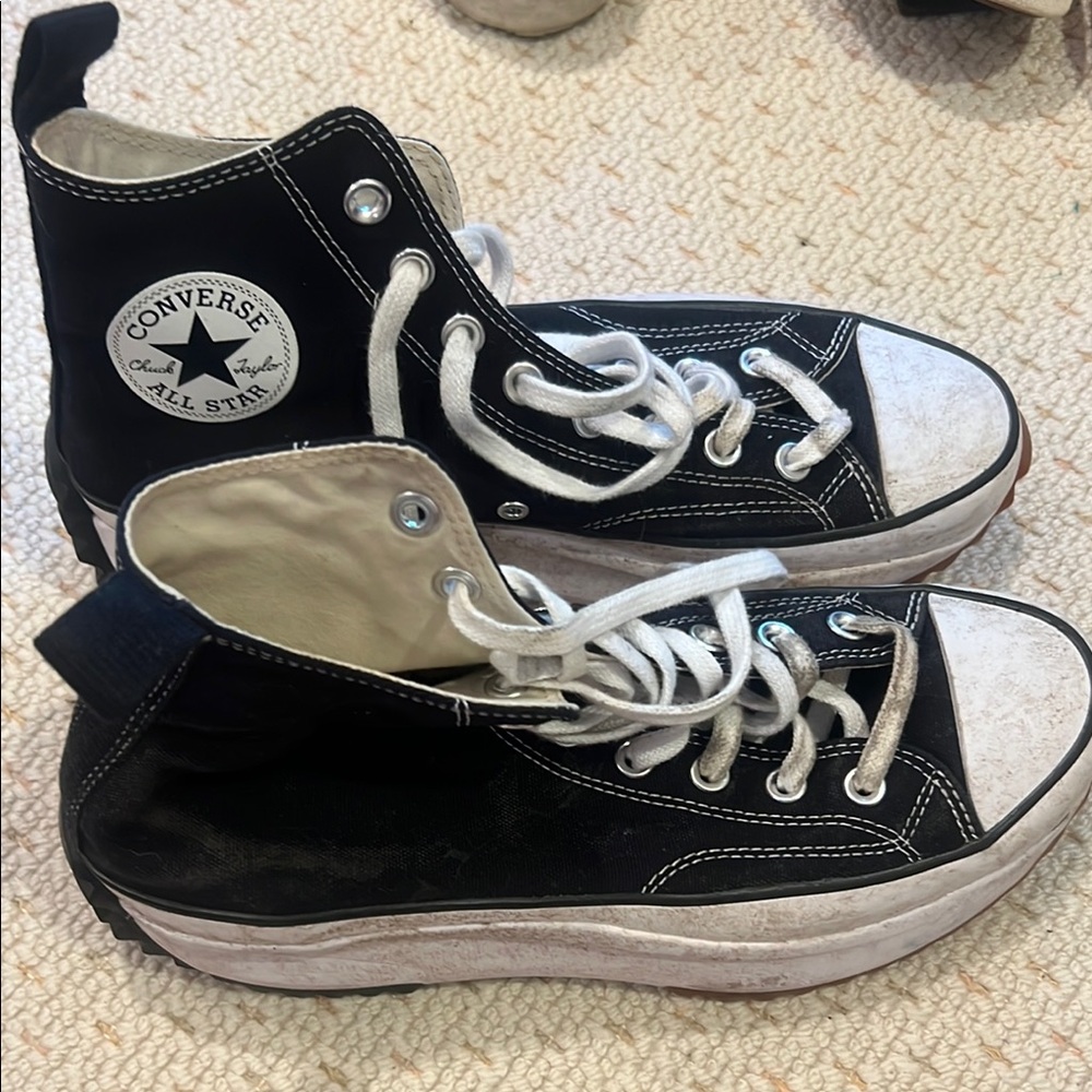 Converse Black and White High-Top Sneakers with platform